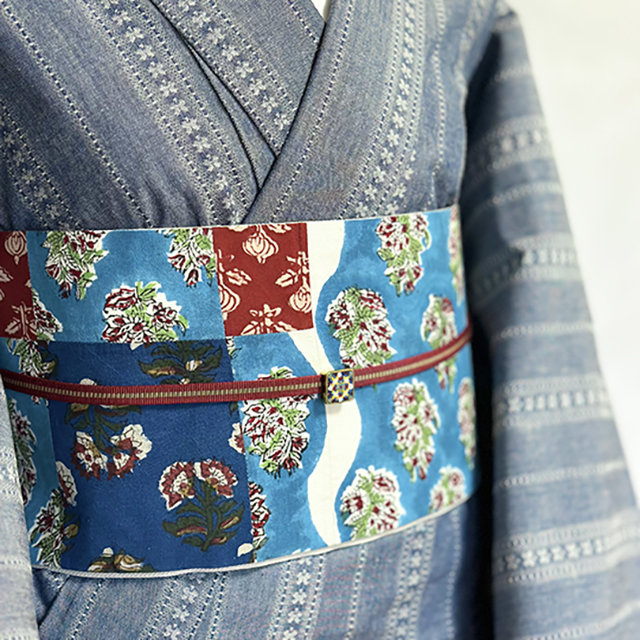 KIMONO SMILE 大人エスニック きりばめ半巾帯